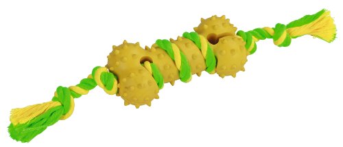 Kerbl Knochen Vollgummi, Baumwolle grün-gelb Sortiert, 30 cm von Kerbl