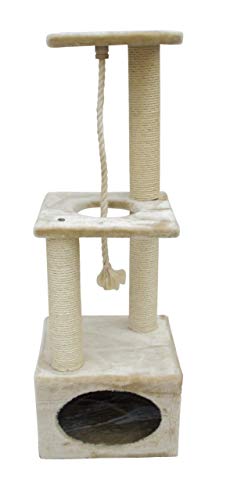 Kerbl Kratzbaum Platin Pro (Farbe beige, Höhe 106 cm, mit langem Spielseil, große Höhle, mit Sisal) 84466 von Kerbl Pet