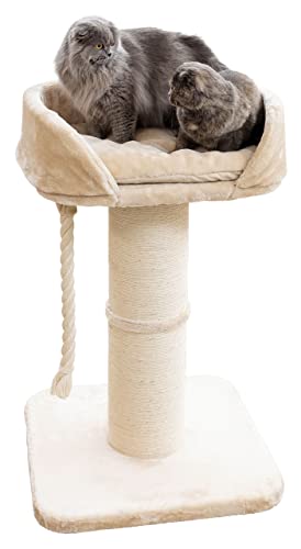 Kerbl Pet Pet Kratzbaum Toni XL, Stabiler/standfester Katzenbaum mit extra Dicker Säule und weichem Liegebett, Für Maine Coon Katzen geeignet, 58x58x93 cm, Beige von Kerbl Pet