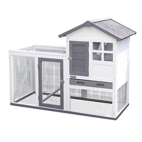 Kerbl Pet Pet Nagerstall Freetime Luke, Nagerstall mit großem Auslauf für Hasen / Kaninchen / Meerschweinchen, Engmaschiges Gitter, perfekt für Jungtiere, Wetterfest, 127x62x98cm, Weiß/Grau von Kerbl Pet