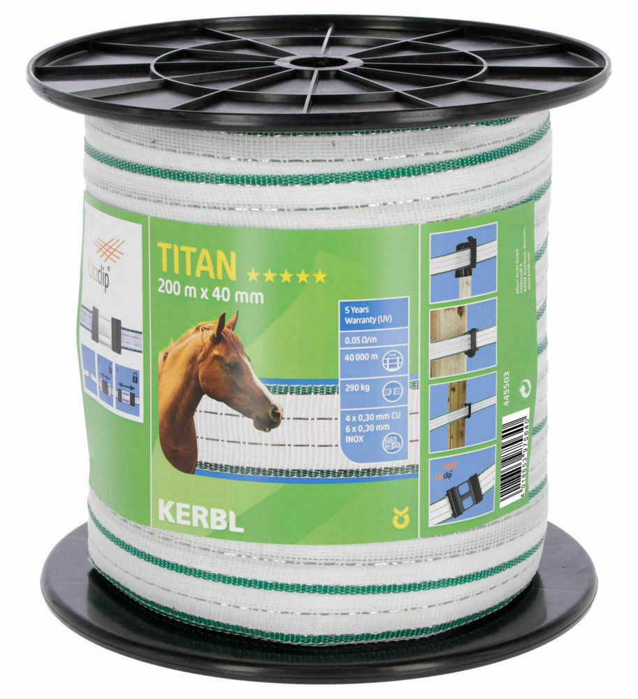 Kerbl Titan Breitband 200m x 20mm, weiß/grün Kerbl Titan Breitband 200m x 20mm, weiß/grün von Kerbl