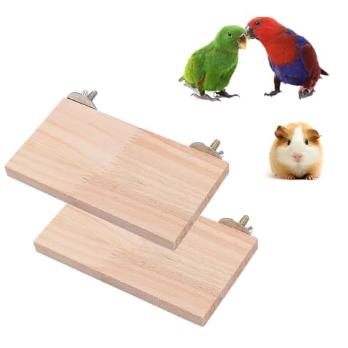 2 Stück Natürlicher Sitzstangen Für Vögel Holz, Vogel Plattform, Holzständer Plattform Für Haustiere, Vogel Zubehör Holz, Sitzstangen Für Papageien, Wellensittiche, Nymphensittiche, Hamster, 15x8cm von Kewmayer