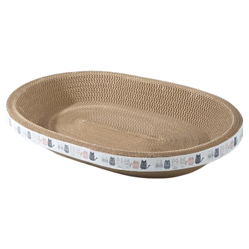 Kexpery Katzenkratzer Karton Oval Katze Kratzpad Schüssel Nest Möbel Schutz Wellpappe Lounge Katzenbett Katze Kitty Trainingsspielzeug Rund Oval Schleifen Kralle Spielzeug für Indoor Katzen Schleifen von Kexpery