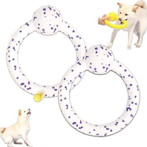 KeyoGoS The Mellow Dog Beruhigungsball, Mellow Dog Calming Ball, Mellow Dog Ball, die sanften Beruhigungsbälle für Hunde, lustiges Spielzeug und Kauspielzeug für Hunde jeder Größe (weißer Atomring, 2 von KeyoGoS