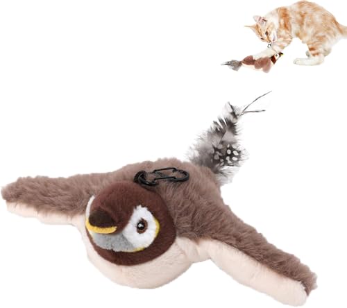 KeyoGoS Viralhuntz Katzenspielzeug, Vogeljagd Katzenspielzeug, Zwitschern Vogel Katzenspielzeug, Interaktives Katzenspielzeug mit Flügelbewegung, Flapping Bird Cat Toy Wiederaufladbar & Waschbar von KeyoGoS