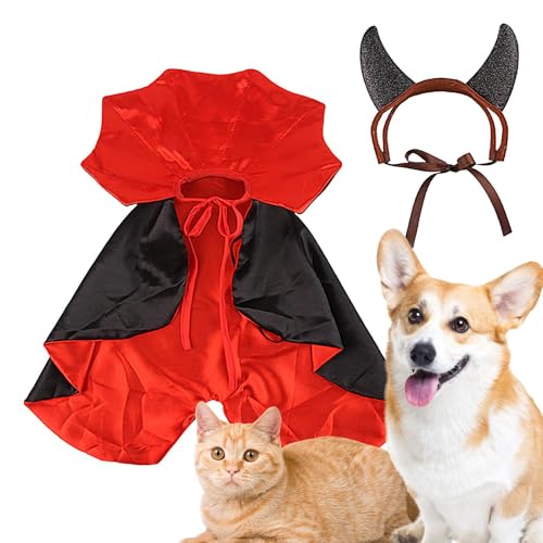 Halloween Umhang Für Haustiere, Halloween Hund Katze Kostüm Umhang, Vampir Umhang Haustierbekleidung, Verstellbarer Lustig Haustierkostüm Umhang Für Halloween Party Dekoration 55cm von Keyubria