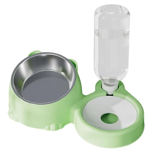 Katze Futternapf Und Wassernapf Set, Geneigtes Katzenfutter Und Wassernapf Set, Futternapf Katze Erhöht Mit Wasserspender Und Edelstahlnapf Für Haustiere, Hunde, Welpen von Keyubria