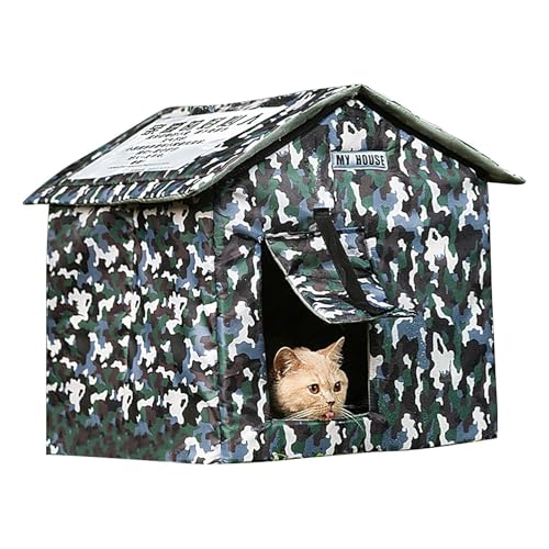 Katzenhaus Für Draußen Winterfest, Katzenhöhle Outdoor Winterfest, Wasserdicht Wetterfester Katzenhöhle, Wetterfestes Haustierhaus Im Freien, Katzenbett Für Wilde Katzen Und Hunde Im Freien36x32x37cm von Keyubria