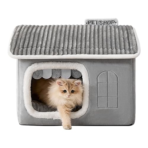 Katzenhöhle Katzenbett, Katzenbetten Für Hauskatzen, Waschbares Katzenhaus Haustierbett, Mehrzweck Katzenhaus Für Drinnen, Warme Katzenhöhle Beruhigendes Bett Für Katzen Hunde Schlafe 43x36x34 cm von Keyubria