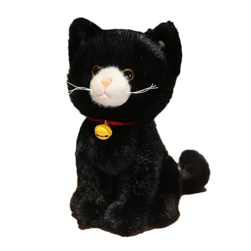 Keyubria Katze Plüschtier, 27cm Schwarze Katze Plüschtier Stofftier, Niedliches Plüschkätzchen Spielzeug für Kinder, Weiche Plüsch Katze Stofftierpuppe Geschenk für Geburtstag/Halloween/Weihnachten von Keyubria