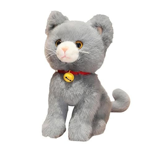 Keyubria Katze Plüschtier, 27cm Schwarze Katze Plüschtier Stofftier, Niedliches Plüschkätzchen Spielzeug für Kinder, Weiche Plüsch Katze Stofftierpuppe Geschenk für Geburtstag/Halloween/Weihnachten von Keyubria