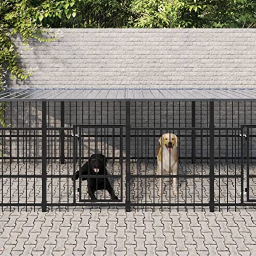 Hundehütte für den Außenbereich, Laufstall für Hunde, Welpen, Hundehütte für den Außenbereich, mit Dach für Hunde, Stahl, 18,77 m² von Keyur