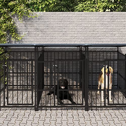Hundehütte für den Außenbereich, Laufstall für Hunde, Welpen, Hundehütte für den Außenbereich, mit Dach für Hunde, Stahl, 7,51 m² von Keyur
