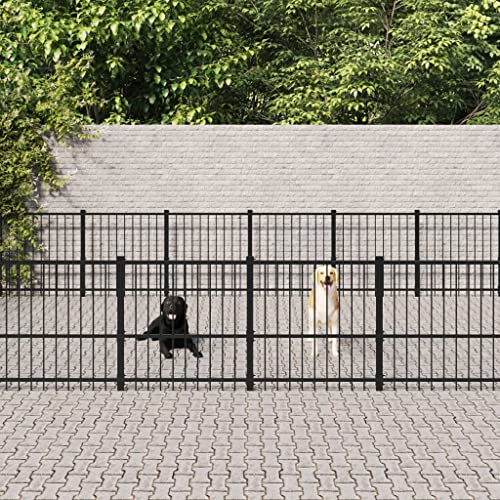 Hundehütte für den Außenbereich, Laufstall für Hunde, Welpen, Käfig für Haustiere, Zwinger für den Außenbereich, Stahl, 42,34 m² von Keyur