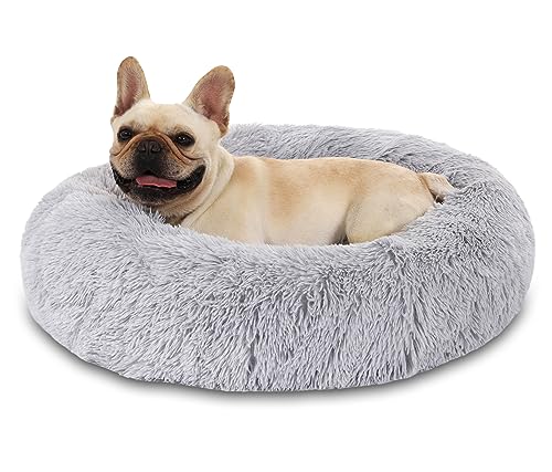 Hundebett Katzenbett Flauschig Doughnut Kuscheliges Hundekissen Waschbar rutschfest Haustierbett Ø60cm Welpenbett Cuddler Nest für Katzen, Große, Mittelgroße & Kleine Hunde von Kfnire