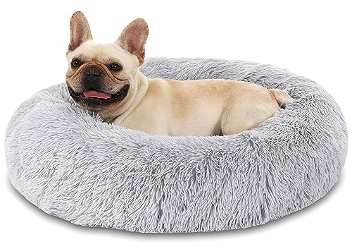 Hundebett Katzenbett Flauschig Doughnut Kuscheliges Hundekissen Waschbar rutschfest Haustierbett Ø40cm Welpenbett Cuddler Nest für Katzen, Große, Mittelgroße & Kleine Hunde von Kfnire