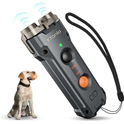 Kfonla Antibell für Hunde,Anti Bell Halsband für Hunde mit Taschenlampe,Aufladbares Anti Bell Gerät Hunde, Geeignet für Verschiedene Hundearten,Antibell Ultraschall Gerät für Innen-und Außenbereiche von Kfonla