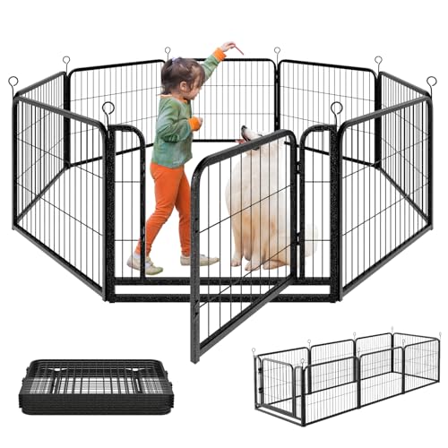 Kfvigoho Welpen-Laufstall, 8 Paneele, kleiner Hundezaun, für den Innen- und Außenbereich, 61 cm Höhe, rostfrei, mit Türen, tragbarer Hunde-Laufstall für Wohnmobil, Camping, Hof, insgesamt 4,5 m², von Kfvigoho