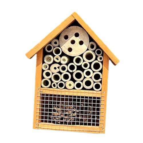 KiBcsLic Holz Bienenunterkunft zum Aufhängen, Schmetterlingshotel im Gartenbereich, Orange KiBcsLic Holz Bienenunterkunft zum Aufhängen, Schmetterlingshotel im Gartenbereich, Orange von KiBcsLic