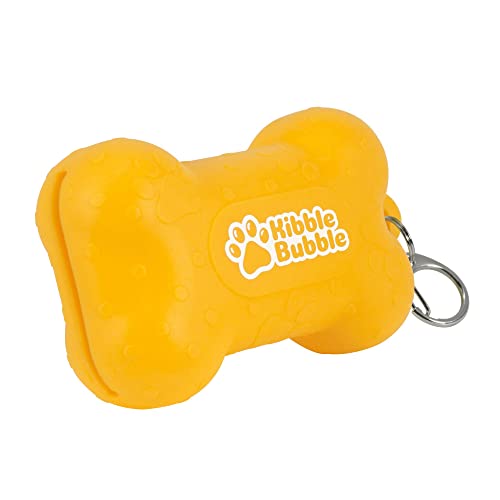 Kibble Bubble Leckerli-Tasche für Hunde, Silikon, kleine Trainingstasche, tragbar, wasserdicht, für den Außenbereich, gelber Knochen von Kibble Bubble