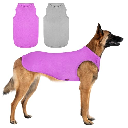 2 Pack Hundeshirts, Schnell Trocknende Leichte Hunde-T-Shirts ärmellose Weste, atmungsaktive Haustier Kleidung Tank Top für große mittlere kleine Hunde Junge Mädchen (Lila+Grau, XL) von Kickred