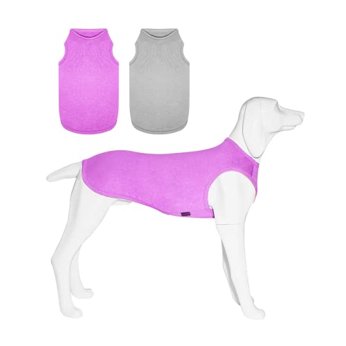 2 Pack Hundeshirts, schnell trocknende leichte Hunde-T-Shirts ärmellose Weste, atmungsaktive Haustier Kleidung Tank Top für große mittlere kleine Hunde Junge Mädchen (Lila+Grau, XXL) von Kickred