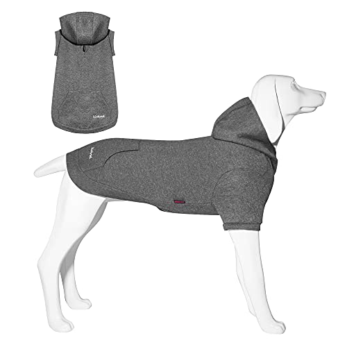 Hunde Hoodie, Hundemantel mit Hut & Taschen & Leinenloch, Weicher und Atmungsaktiver Kapuzenpulli Für Große Hunde Winterhundebekleidung Drinnen & Draußen Hundekleidung von Kickred (Grau-M) von Kickred