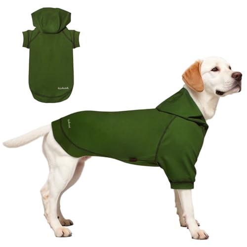 Hunde Hoodie, Hundemantel mit Hut & Taschen & Leinenloch, Weicher und Atmungsaktiver Kapuzenpulli Für Große Hunde Winterhundebekleidung Drinnen & Draußen Hundekleidung von Kickred (Armeegrün-M) von Kickred