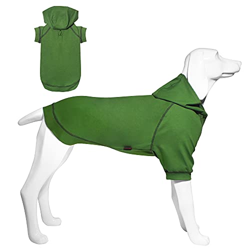 Hunde Hoodie, Hundemantel mit Hut & Taschen & Leinenloch, Weicher und Atmungsaktiver Kapuzenpulli Für Große Hunde Winterhundebekleidung Drinnen & Draußen Hundekleidung von Kickred (Armeegrün-M) von Kickred