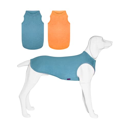 Kickred 2 Pack Hundeshirts, schnell trocknende leichte Hunde-T-Shirts ärmellose Weste, atmungsaktiv Haustier Kleidung Tank Top für große mittlere kleine Hunde Junge Mädchen (Mint Blau+Orange Gelb, XL) von Kickred