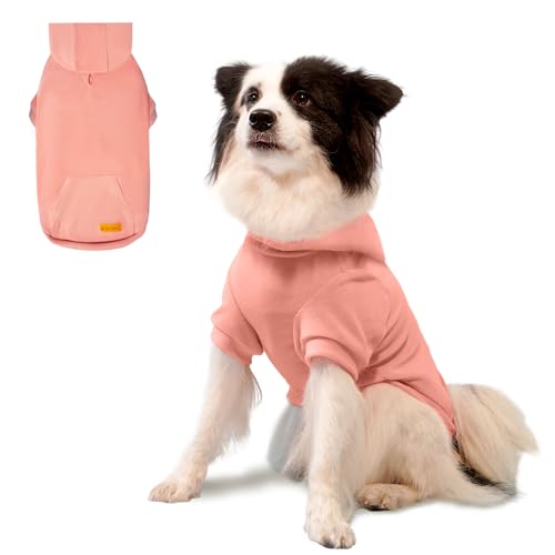 Kickred Basic Dog Hoodie Sweatshirts, Pet Clothes Hoodies, Granulat Velvet, Sweater mit Hut und Leinenloch, weicher Samt-Outfit Mantel für kleine, mittelgroße und große Hunde von Kickred