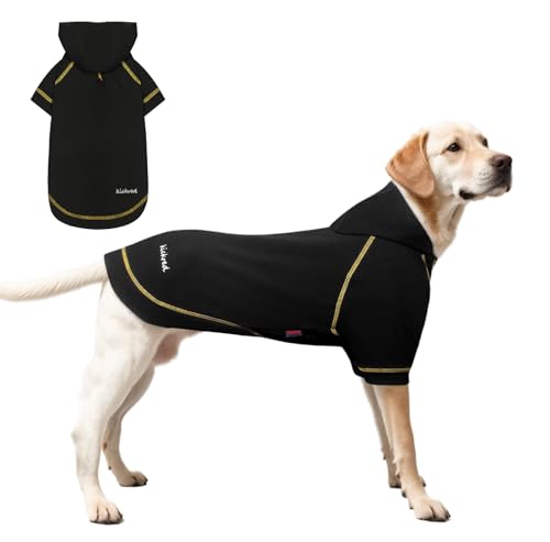 Kickred Basic Hunde-Kapuzenpullover, Haustierkleidung, Kapuzenpullover mit Loch für Hut und Leine, weiche Baumwolle, Outfit-Mantel für große, mittelgroße und kleine Hunde, Schwarz (Größe M) von Kickred