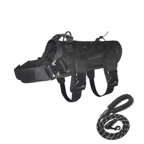 Kickred Hundegeschirr aus strapazierfähigem Netzgewebe, Größe M, verstellbar, kein Ziehen, kein Würgen, MOLLE-System für freihändige Hände, ideal für Outdoor-Aktivitäten von Kickred