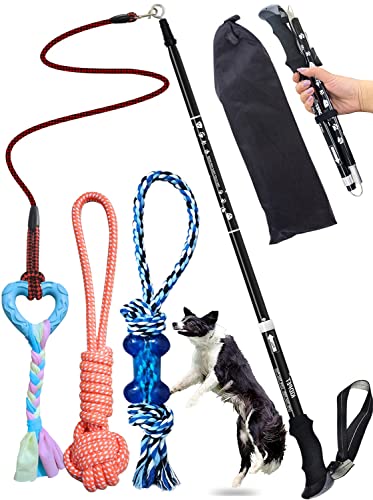 44 Zoll Flirtstange für Hunde, Hundeseilspielzeug, Flirtstange für Hunde Große Rasse Schwerlast, Ball Chase Bone Chew Stick Interaktives Zugspielzeug, Kleine Mittlere Hunde Welpen Trainingsgeräte von Kidpet