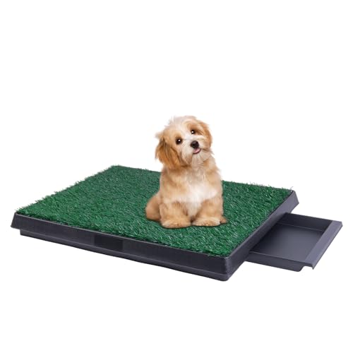 Kidpprod Haustiertoilette für Hunde, Gras, Toilette, Töpfchentraining mit Tablett und Klo-Pad für drinnen und draußen, ideal für kleine und mittelgroße Hunde, 62 x 50 cm von Kidpprod