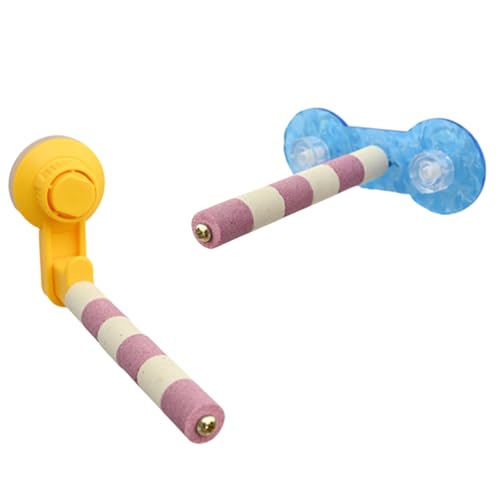 KieTeiiK 2Pcs Saugnapf Vogel Sitzstangen Dusche Sitzstangen Stehen Bewegliche Sitzstangen Stehen Vogel Zug Schleifen Stick Für Dusche Reise von KieTeiiK