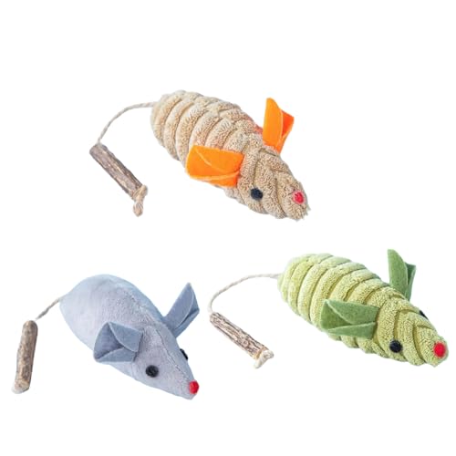 KieTeiiK 3PCS Plüsch Katzen Spielzeug Training Interaktive Maus Spielzeug Für Lustige Haustier Katzen Scratch Scratch Training Spiel Bunte Spielzeug von KieTeiiK