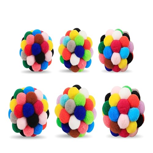 KieTeiiK 6Pcs Bunte Katzen Kauen Spielzeug Ball Sicher Verbessern Stimmung Spielzeug Mit Sound Verbessern Stimmung Geschenk Für Kätzchen Katzen Spielzeug Ball Für Innen von KieTeiiK