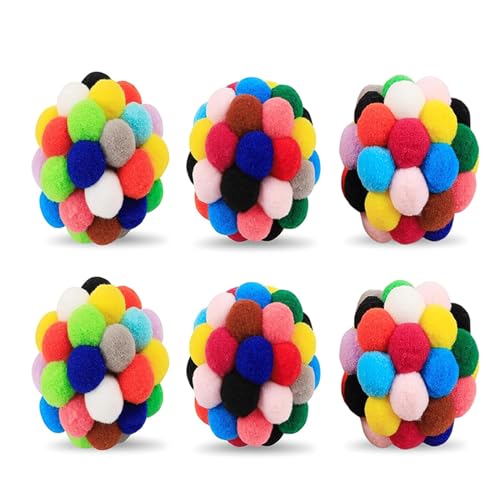 KieTeiiK 6Pcs Bunte Katzen Kauen Spielzeug Ball Sicher Verbessern Stimmung Spielzeug Mit Sound Verbessern Stimmung Geschenk Für Kätzchen Katzen Spielzeug Ball Für Innen von KieTeiiK