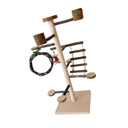 KieTeiiK Vogel Gym Spielstand Spielzeug Vogelkäfige Kletterspielzeug Holzschaukel Papagei Stehende Sitzstangen Spielzeug Schleifspielzeug Für Kakadus Vogel Spielstand Set von KieTeiiK