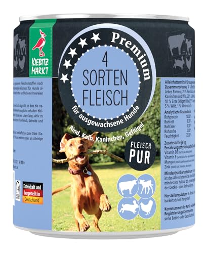 Kiebitzmarkt Premium Dose 4-Sorten Fleisch Hundefutter Nassfutter (12x800 g) von Kiebitz Markt