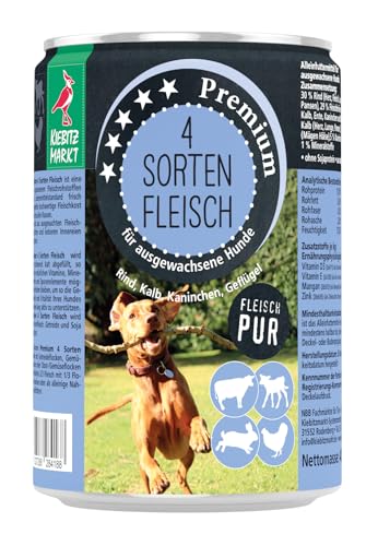 Kiebitzmarkt Premium Dose 4-Sorten Fleisch Hundefutter Nassfutter (24x400 g) von Kiebitz Markt