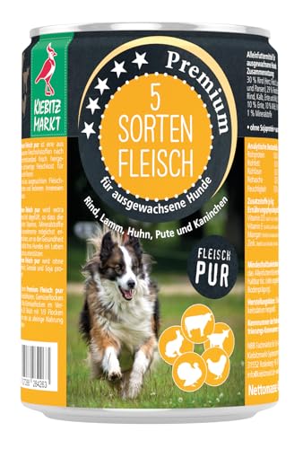 Kiebitzmarkt Premium Dose 5-Sorten Fleisch Hundefutter Nassfutter (24x400 g) von Kiebitz Markt