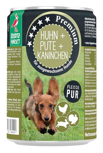 Kiebitzmarkt Premium Dose Huhn, Pute & Kaninchen Hundefutter Nassfutter (12x800 g) von Kiebitz Markt