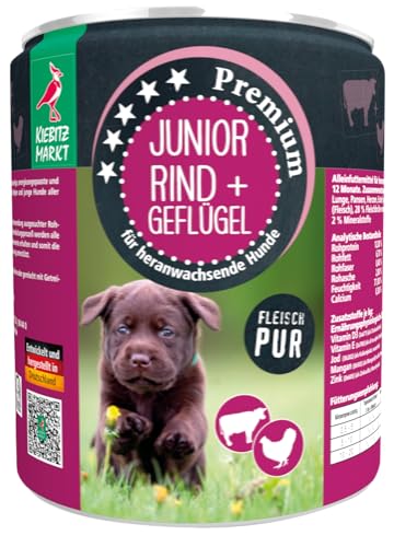 Kiebitzmarkt Premium Dose Junior Rind & Geflügel Hundefutter Nassfutter (12x800 g) von Kiebitz Markt