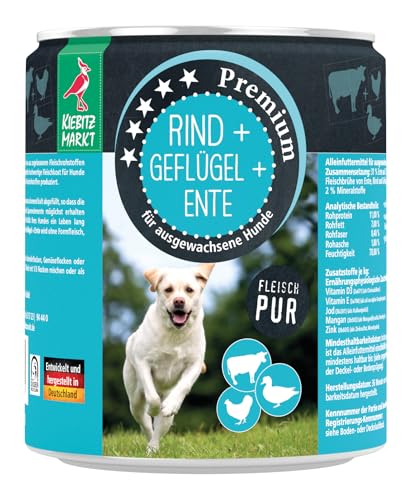 Kiebitzmarkt Premium Dose Rind & Gefügel & Ente Hundefutter Nassfutter (12x800 g) von Kiebitz Markt