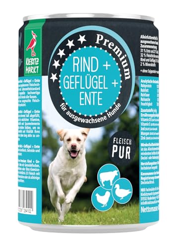 Kiebitzmarkt Premium Dose Rind & Gefügel & Ente Hundefutter Nassfutter (24x400 g) von Kiebitz Markt