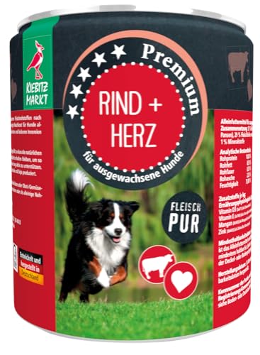 Kiebitzmarkt Premium Dose Rind & Herz pur Hundefutter Nassfutter (12x800 g) von Kiebitz Markt