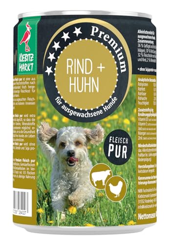 Kiebitzmarkt Premium Dose Rind & Huhn pur Hundefutter Nassfutter (24x200 g) von Kiebitz Markt