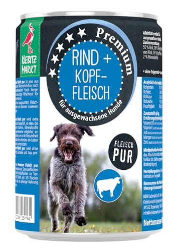 Kiebitzmarkt Premium Dose Rind & Kopffleisch Hundefutter Nassfutter (12x800 g) von Kiebitz Markt